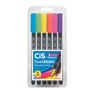 Caneta Marcador Cis Dual Brush Aquarelável Neon 6 Cores