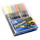 Caneta Marcador Giz Líquido CiS Base de Água - 6 Cores Neon