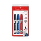 Caneta Marcador Quadro Branco Faber-Castell Com 3 Cores Caneta Marcador Quadro Branco Faber-Castell Com 3 Cores