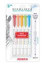 Caneta marcadora Zebra Mildliner Dual-Tip Dot, pacote com 5
