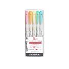 Caneta marcadora Zebra Mildliner, pincel de ponta dupla, pacote com 5