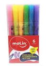 Caneta Molin Marcador Fluorescente Glitter 06 Cores 9099