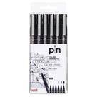 Caneta Nankin Uni-Ball Uni Pin Fine Line Preta com 6 Peças