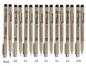 Caneta Nanquim Pigma Micron Sakura Preta Kit C/ 8 Traços