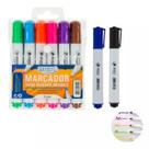 Caneta Para Quadro Branco Marcador Kit 6 Cores+2 Cores