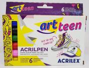 Caneta Para Tecido Artteen Acrilex Com 6 Cores Acrilpen