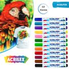 Caneta para Tecido Kit com 12 Cores Canetas Acrilex para Tecido Acrilpen Canetinha Acrilica para Tecido
