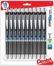 Caneta Pentel Energel RTX de 0,5 mm com ponta de agulha preta, pacote com 10
