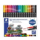 Caneta Permanente Staedtler Ponta Dupla 18 Cores 3187 TB18