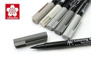 Caneta Pincel Koi Coloring Brush Sakura C/6 Tons De Cinza Caneta Pincel Koi Coloring Brush Sakura C/6 Tons De Cinza
