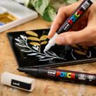 Caneta Posca PC-3M Branca Ponta Fina 0.9mm Arte Desenho Permanente Uniball