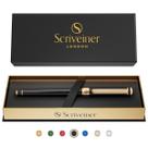 Caneta Rollerball Scriveiner em laca preta com revestimento de ouro