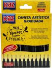 Caneta Técnica Desenho Artistica Preta Kaz Estojo C/12 Unids