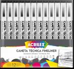 Caneta tecnica fineliner acrilex 12 unidades pontilhismo