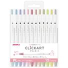 Caneta Zebra Pen WYSS22-12CPL Clickart à base de água, 12 cores