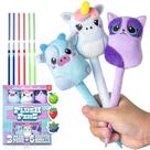 Canetas BUNMO Cute Fun com alça macia e 6 recargas para crianças, pacote com 3