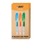 Canetas de gel BIC Intensity Clic Black Medium Point 0,7 mm, pacote com 12