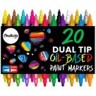 Canetas de pintura a óleo Chalkola 20 de ponta dupla para metal, tecido e vidro