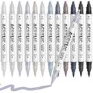 Canetas de Tinta Acrílica Diyeever 12 Cores Dupla Ponta à Base de Água Canetas de Tinta Acrílica Diyeever 12 Cores Dupla Ponta à Base de Água