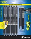 Canetas de tinta de gel apagáveis PILOT Frixion retráteis pretas 0,7 mm