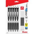 Canetas de tinta de gel líquido RTX Deluxe Pentel Energel de 0,7 mm, ponta de metal, pacote com 5 canetas pretas com 3 recargas Canetas de tinta de gel líquido RTX Deluxe Pentel Energel de 0,7 mm, ponta de metal, pacote com 5 canetas pretas com 3 recargas