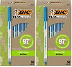 Canetas esferográficas BIC Ecolutions Round Stick Blue Ink 50 unidades