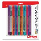 Canetas esferográficas Pentel RSVP Medium Point 1,0 mm - 8 cores x16