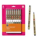 Canetas Fineliner SAKURA Pigma Micron Archival Grey Ink, pacote com 8