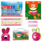 Canetinha 24 Cores + Giz De Cera Gel + Apontador Croc Croc + Lapis de Cor 48 Cores - Maped Leo e leo