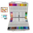 Canetinha Caneta Marcador 60 Cores Tinta Acrilica A Prova dAgua Permanente Estojo Maleta Escultura Pintura Artesanato