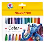 Canetinha Hidro Jumbo 12 Cores Traço 1 a 4mm Escolar Compactor Resistente Durável Qualidade Ideal Educação Infantil