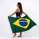 Canga de Praia Feminina Bandeira do Brasil Grande Saída de Praia Verde Amarela Verão