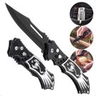 Canivete Bolso Inox Automática Camping Trilha Pescaria Clip