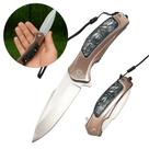 Canivete Bushcraft Aço Inoxidável Cabo Madeira Resistente Para Aventura e Pesca TC04