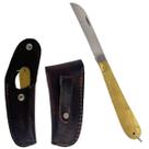 Canivete Recartilhado Latão Escama Peixe Dourado + Bainha Corneta (carbono)