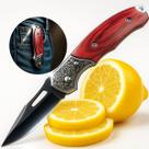 Canivete Tropeiro Dobravel Aço Inox Cabo Madeira Premium Faca Camping Pesca Utilitário Bolso Compacto Clip Cinto Resistente Afiado