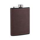 Cantil Portátil De Aço Inoxidável Com Revestimento De Couro Marrom 6/8oz Para Álcool E Whisky -