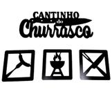 Cantinho Do CHURRASCO 4 Peças Decoração Geek Cozinha MDF 3mm Preto
