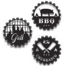 Cantinho do Churrasco Placas Decorativas Kit com 3pçs Mdf