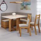 Canto Alemão Nigro com 2 Cadeiras Mel/Blonde/Veludo Perola - Viero Móveis