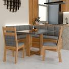 Canto Alemão Prisma com 2 Cadeiras Mel/Grafite/Veludo Grafite - Panorama Móveis