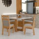 Canto Alemão Prisma com 2 Cadeiras Mel/Veludo Perola/Off White - Panorama Móveis