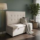 Canto Alemão Recamier Bau + Painel Madri 160cm Veludo Bege - Inova Decor