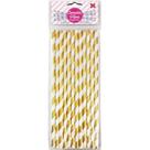 Canudo Biodegradável Papel Listrado Dourado 6X200MM com 12 Unidades Pacote com 10