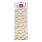 Canudo de Papel Branco com Estrela Dourada Laminado Metalizado 6mmx200mm - 4332 - 12 unidades