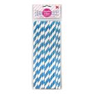 Canudo de Papel Listrado Azul Royal e Branco 6mmx200mm - 4317 - 12 unidades