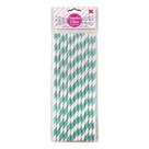Canudo de Papel Listrado Verde Claro e Branco 6mmx200mm - 4315 - 12 unidades