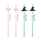 Canudos De Plástico Reutilizáveis Em Formato De Chapéu De Bruxa Rosa E Verde Para Decoração De