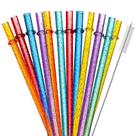 Canudos de plástico reutilizáveis Zmaxqii Glitter 11 polegadas, pacote com 12