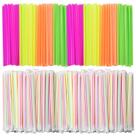 Canudos para beber ALINK, plástico colorido neon, 1000 unidades, 7,75 polegadas
